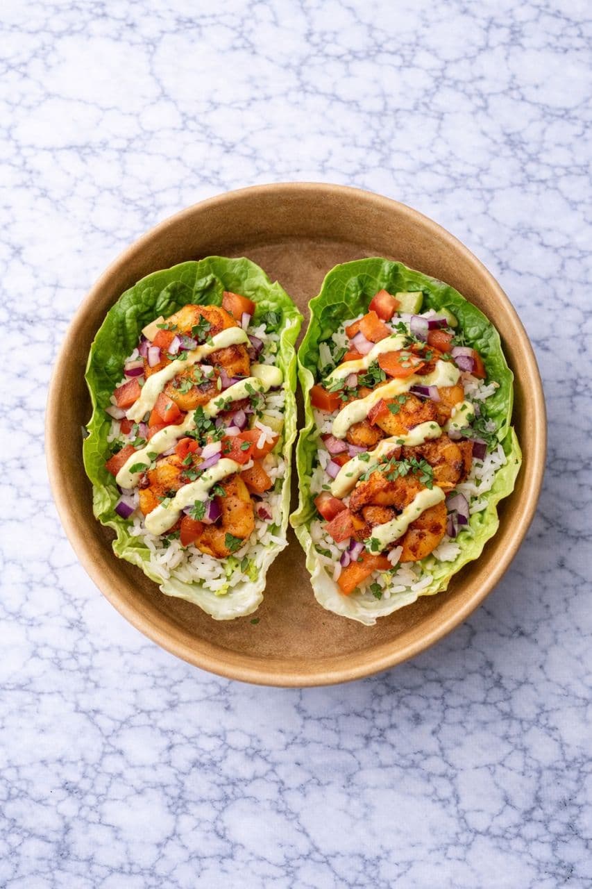 Coupes de laitue au Crevettes